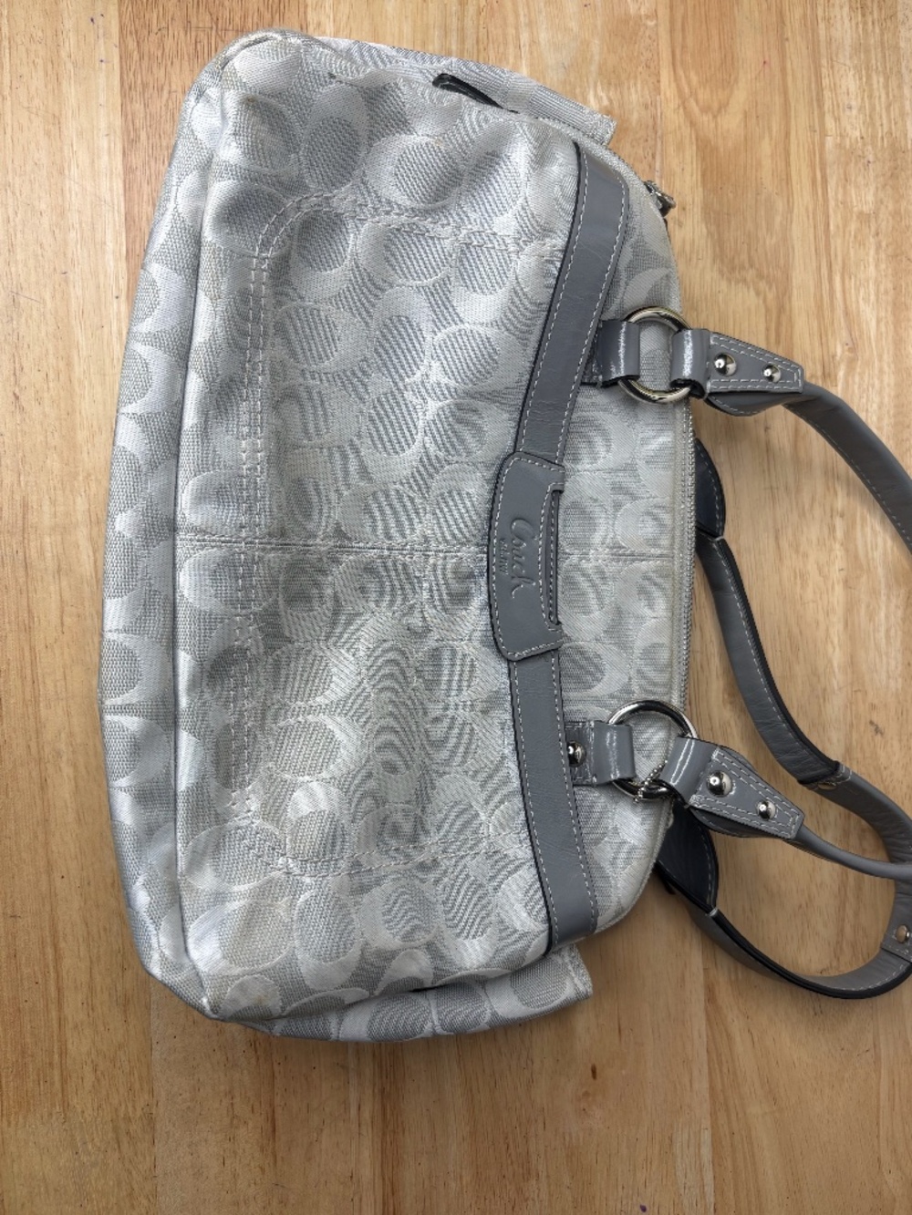 Y2K Vintage Coach Signature Penelope Silver/Grey Jacquard Bag (BUNDLE) + Wallet